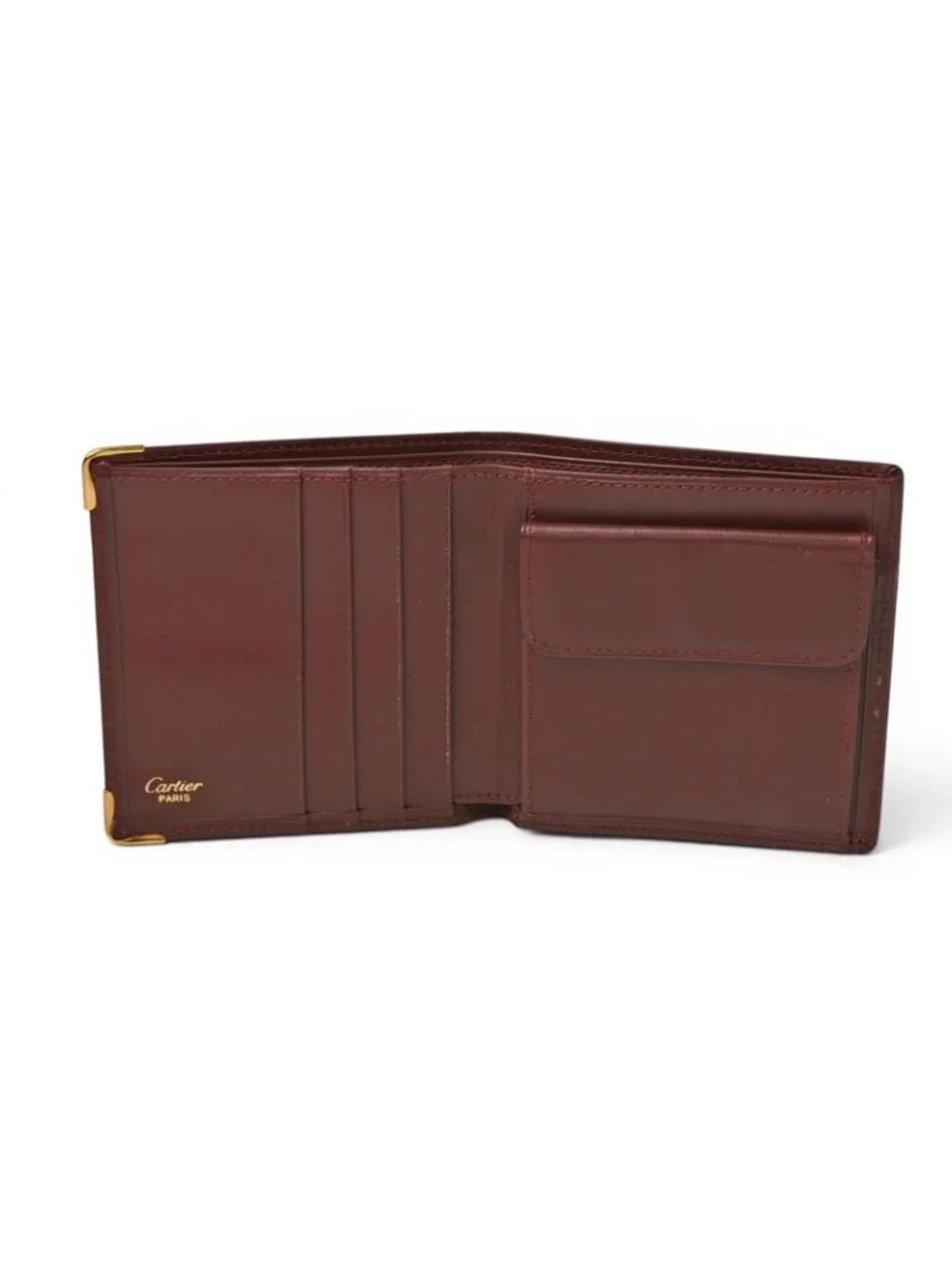 Cartier Fold Wallet Bifold Vintage Must de Cartier Bordeaux